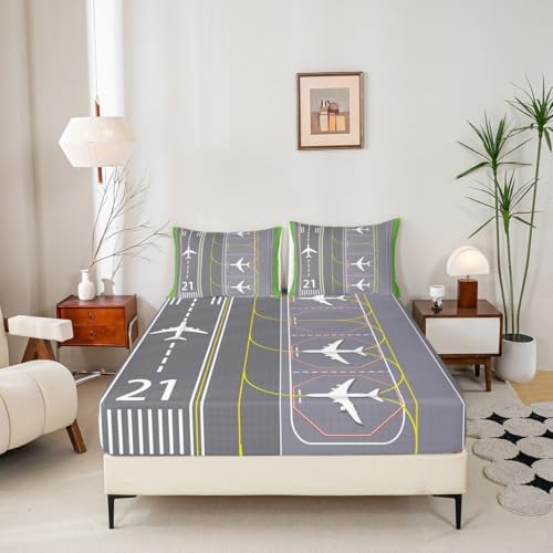 Castle Fairy Airplane Bed Sheet Set Twin Size with Deep Pocket