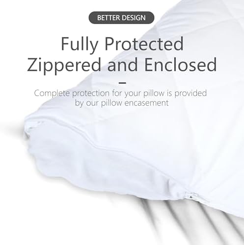 2 Pack King Size Zippered Pillow Protectors Waterproof Breathable