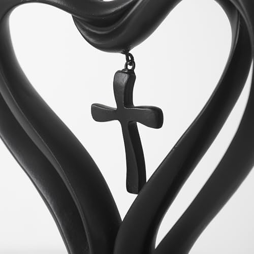 DreamsEden Romantic Wedding Sculpture - Two Hearts and Cross Decor