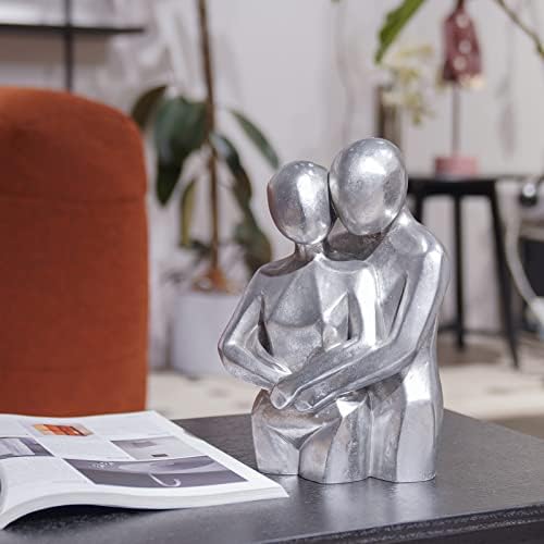 Guichifun Modern Hug Couple Statue Silver Resin Decor Figurine