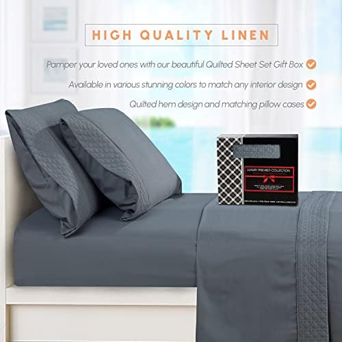 Elegant Comfort Luxurious 4-Piece Quilted Bed Sheet Set