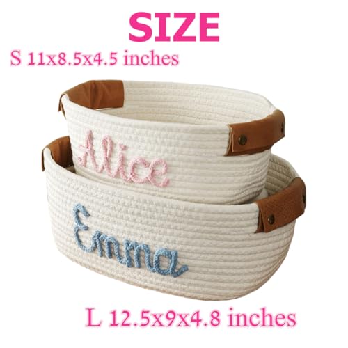 Personalized Leather Baby Shower Gift Basket with Handles
