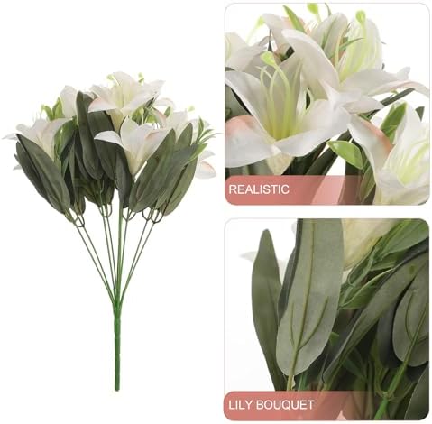 BESTOYARD Lifelike Artificial Lily Bouquet Wedding Decor
