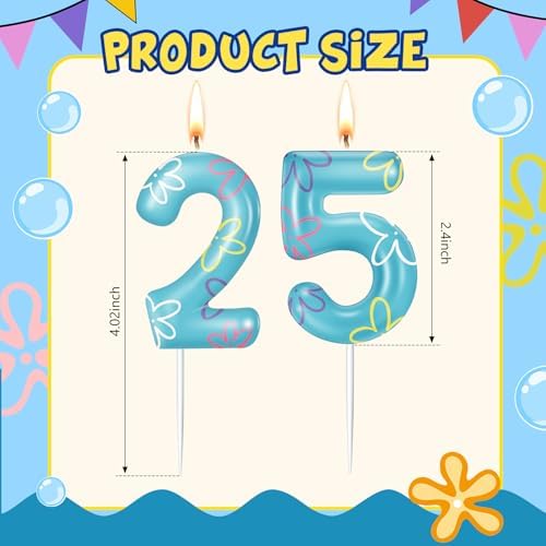 Sponge Flower Cloud Number 25 Birthday Candle