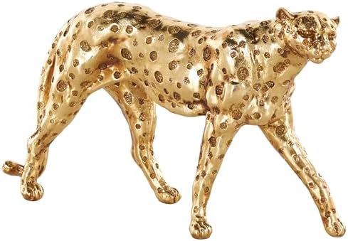 Deco 79 Resin Leopard Gold Statue 10x3x7