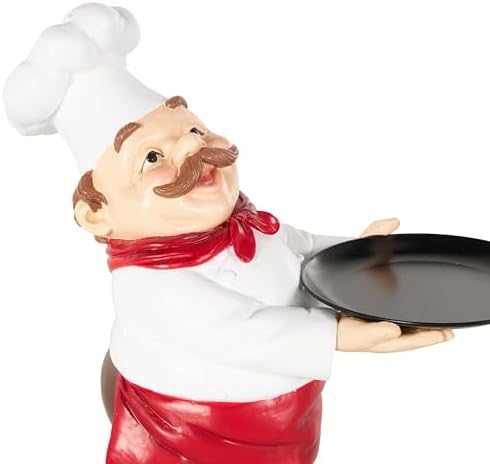 Deco 79 Polystone Chef Statue with Black Tray