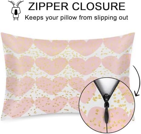 Unique Heart Print Pillow Covers - Soft Silk Pillowcases with Zipper Closure