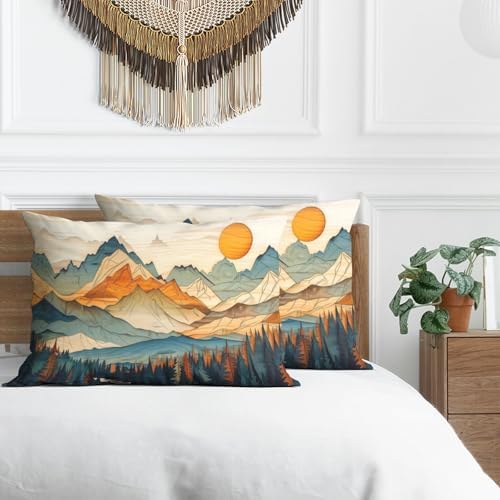 Forest Landscape Pillow Protectors Set of 2 with Zipper