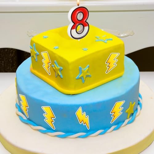 Cartoon Red White Number 8 Birthday Candle Topper