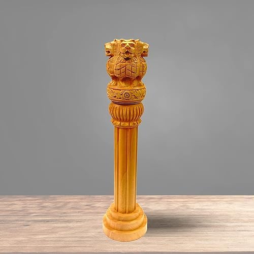 Wooden Ashoka Pillar - 10 Inch Office Desk Decor