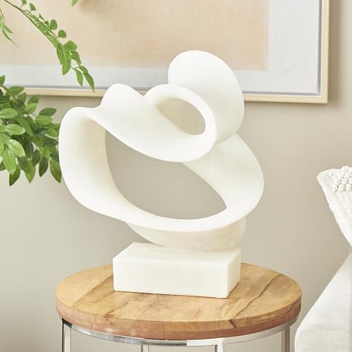 Deco 79 Polystone Abstract Wave Sculpture with Base
