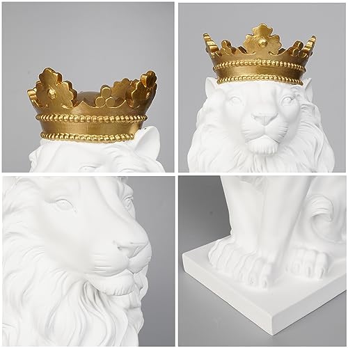 White Lion Statue 15 Inch Home Decor Sculpture