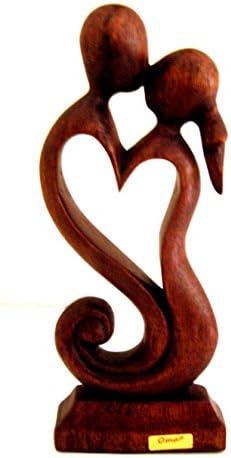 OMA Wooden Romantic Love Statue Eternal Kiss Home Decor
