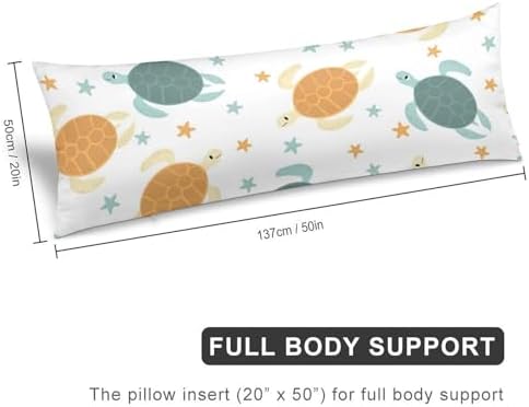 MEIKKO Pattern Turtle Body Pillow Cover with Zipper 20x54