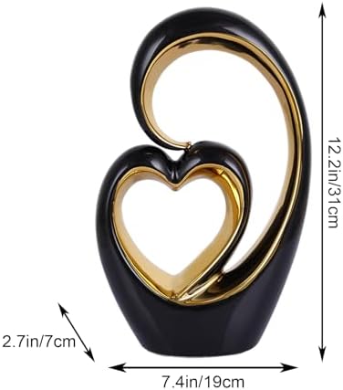 LCCCK Black and Gold Heart Love Statue Decor