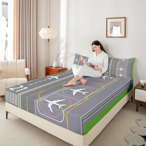 Castle Fairy Airplane Bed Sheet Set Twin Size with Deep Pocket