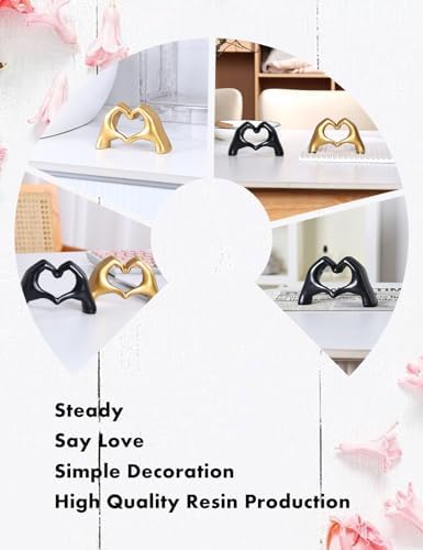 Heart Hands Sculpture Gold Decor Living Room Bedroom Accent