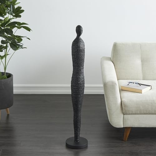 Deco 79 Polystone People Statue Tall Slim Figure Black Decor