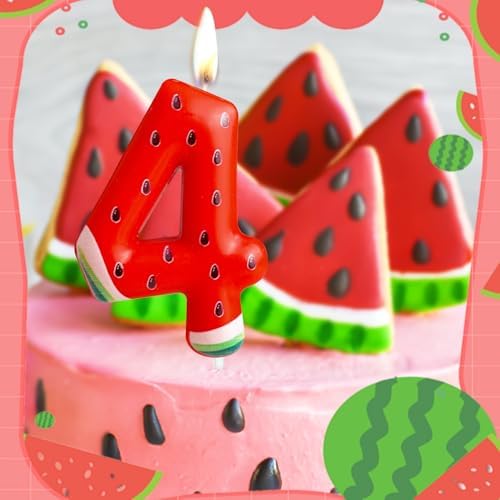 Watermelon Number 1 Birthday Candle for Baby Girl Boy Celebration Cake Topper