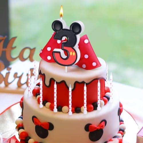 Red Number 3 Mouse Birthday Candle - 37x67cm