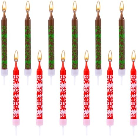 12pcs Pixel Birthday Candles for Party Decor