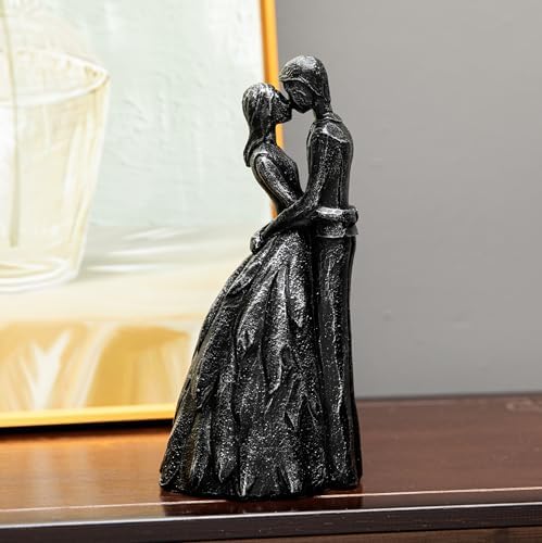 Prettidecor Kissing Couple Statue Black Wedding Gift