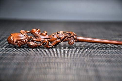 Handcrafted Boxwood Magnolia Flower Hairpin Statue