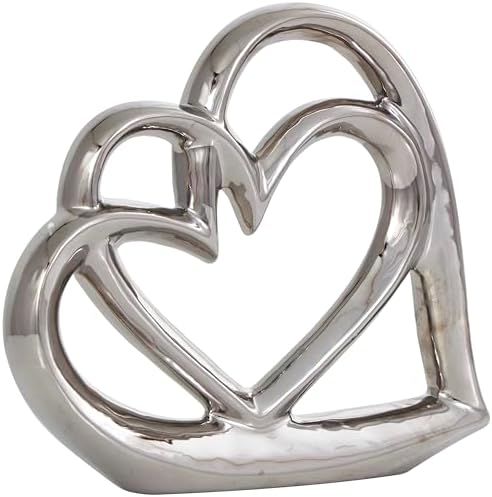 Deco 79 Silver Ceramic Heart Sculpture Modern Home Decor Statue