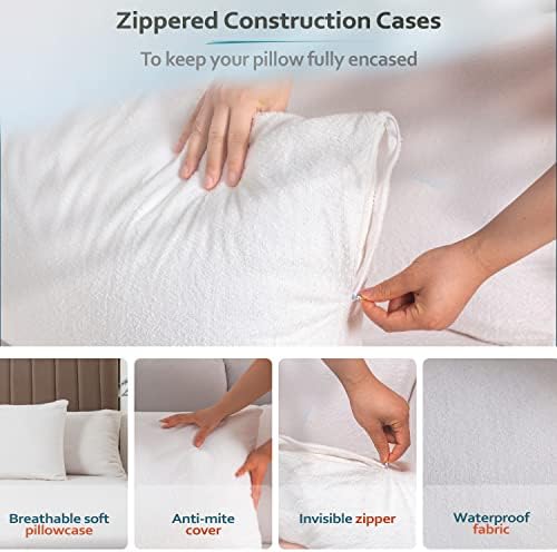PlushDeluxe Premium Waterproof Pillow Protectors Set of 2