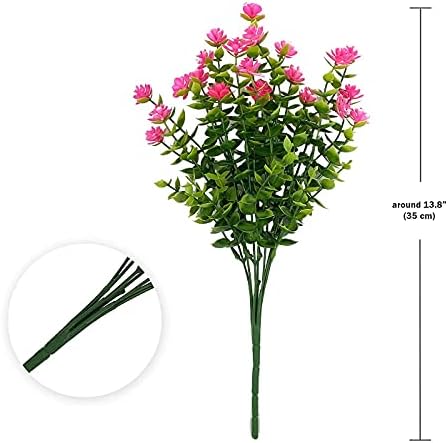 10 Bundles Artificial Pink Flowers for Outdoor Decor