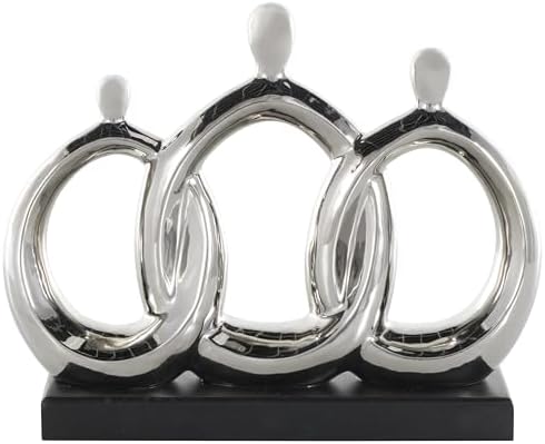 Deco 79 Ceramic Family Sculpture with Black Base 12 x 10 Silver