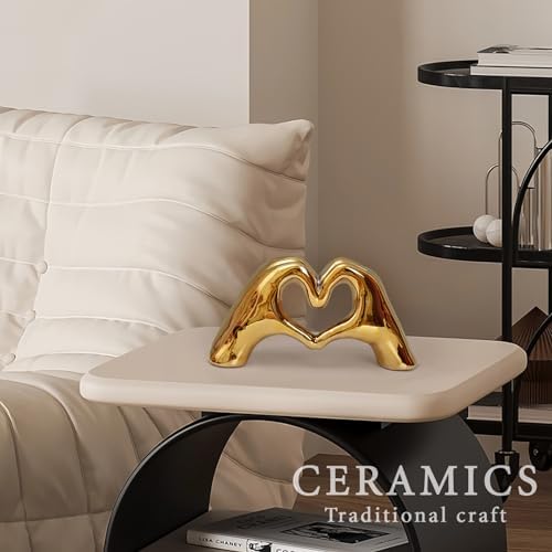 Notakia Gold Heart Hands Statue - Modern Decor Sculpture