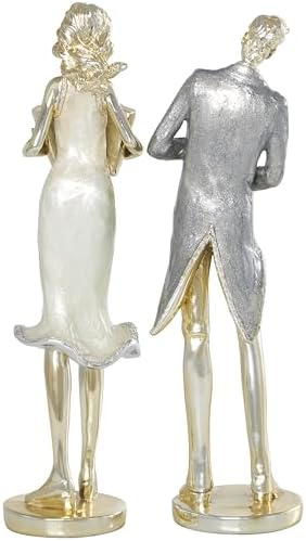 Deco 79 Gold Resin Musician Statues Set of 2