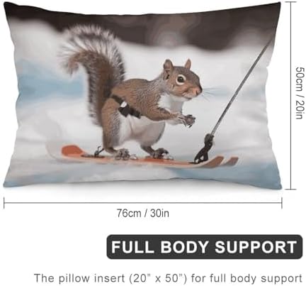 Pillow Case Skiing Squirrel Decorative Pillow Protector