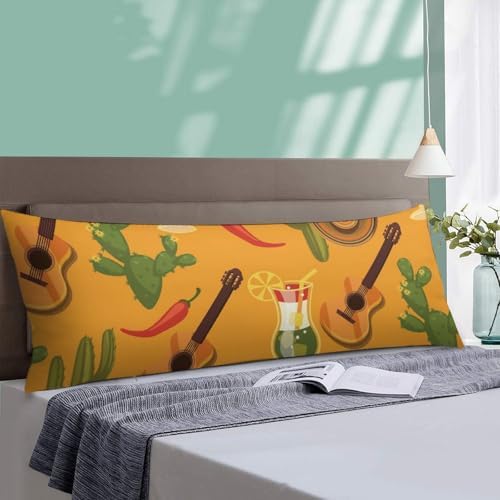 Traditional Mexican Symbols Body Pillow Cover with Zipper 20x54