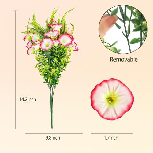 HIAGROW 12 Bundle Pink Artificial Flowers with Fern