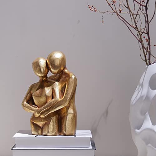Guichifun Romantic Hug Couple Statue - Modern Gold Resin Collectible Figurine