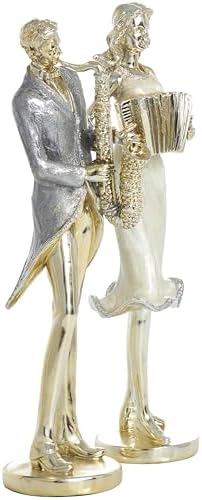 Deco 79 Gold Resin Musician Statues Set of 2