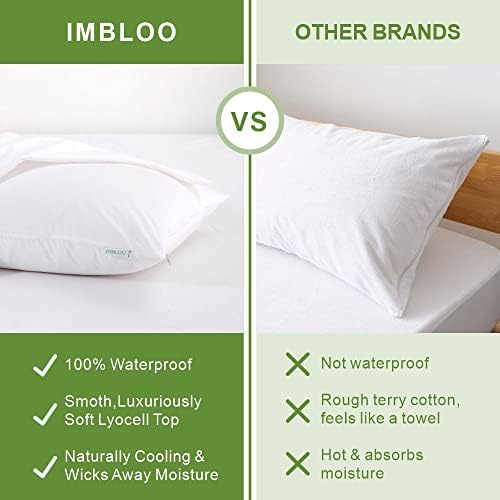 2 Pack Waterproof Pillow Protectors Queen Size 1