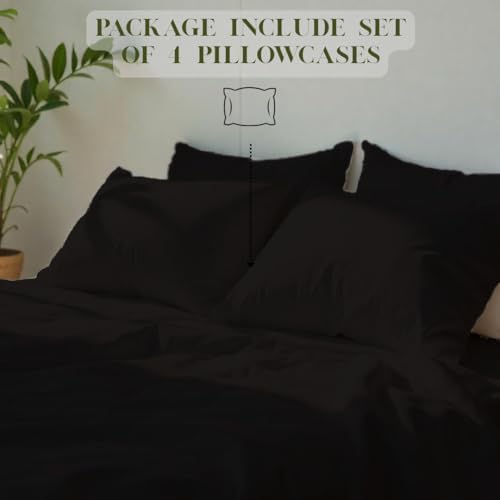 El Lecho 800 Thread Count King Pillowcases Set of 4 - Black