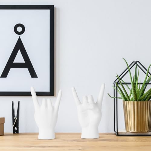 Rock and Roll Finger Sculpture White Decor