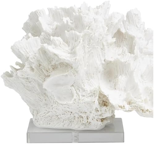 Deco 79 White Coral Sculpture with Clear Acrylic Base
