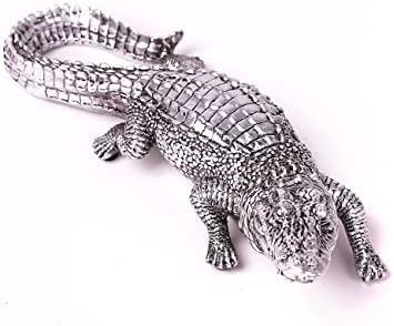 HAUCOZE Silver Crocodile Sculpture Statue 14 Inch