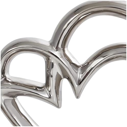 Deco 79 Silver Ceramic Heart Sculpture Modern Home Decor Statue