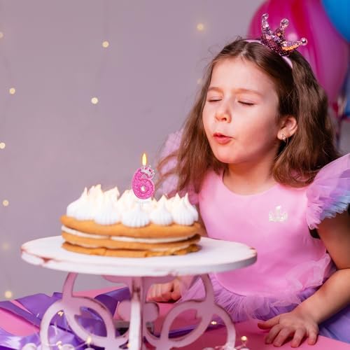 ElekFX Birthday Candle with Crown Rose Design Number 6 3 Inch Tall