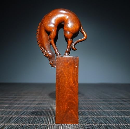 Handmade Boxwood Meditating Horse Sculpture Decor