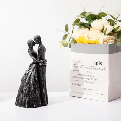 Prettidecor Kissing Couple Statue Black Wedding Gift