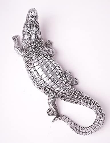 HAUCOZE Silver Crocodile Sculpture Statue 14 Inch