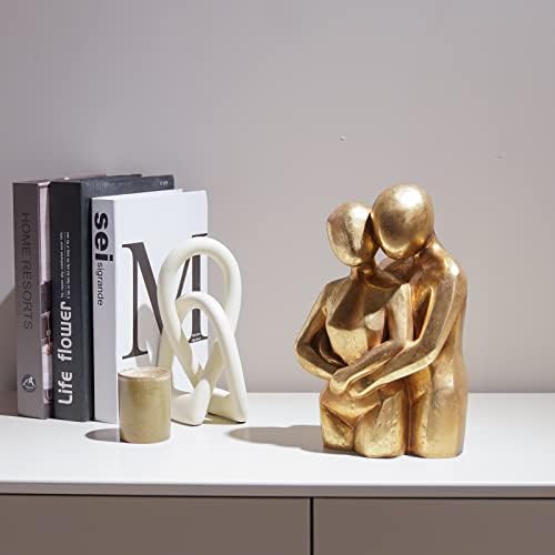 Guichifun Romantic Hug Couple Statue - Modern Gold Resin Collectible Figurine
