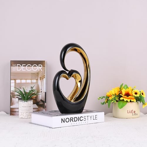 LCCCK Black and Gold Heart Love Statue Decor